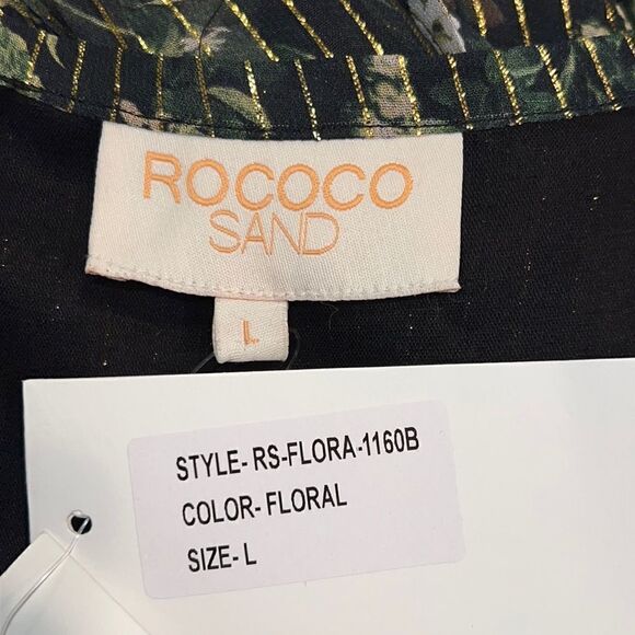 NWT Rococo Sand Flora Floral Handmade High Low Maxi Metallic Thread Dress Large - Picture 11 of 16